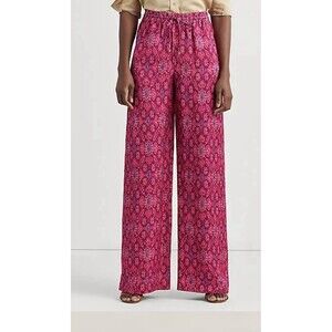 Ralph Lauren Geo-print Satin Shantung Wide Leg Pants Size XL